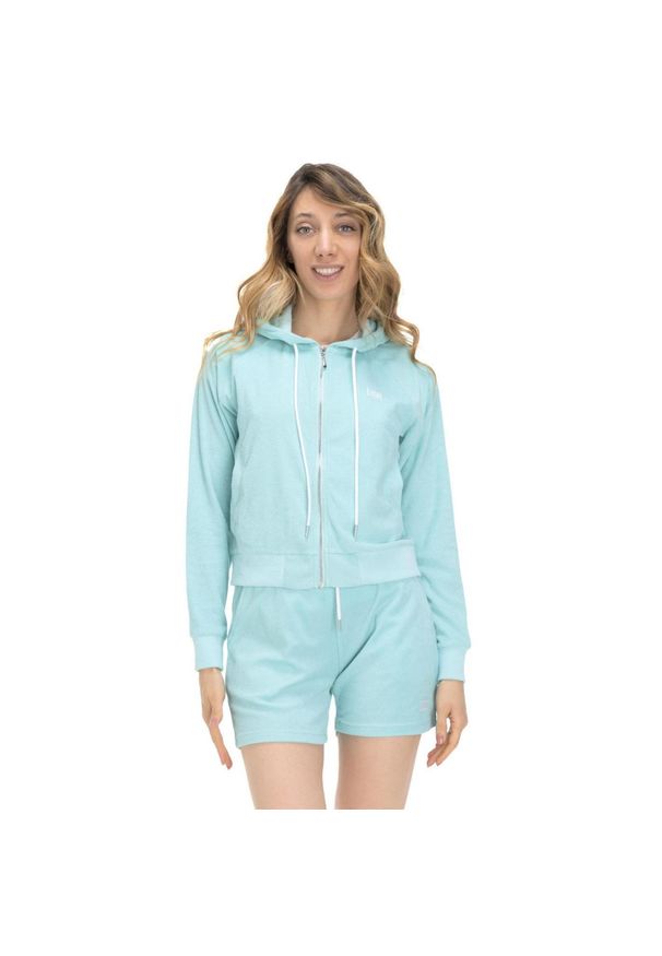 LEONE 1947 APPAREL - Damska bluza frotte Silence Work. Kolor: niebieski. Materiał: tkanina. Sport: fitness