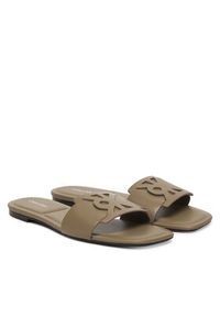 Calvin Klein Klapki Square Flat Sandal Emblem HW0HW03128 Beżowy. Kolor: beżowy. Materiał: skóra #6