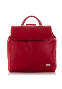Plecak skórzany czerwony PAOLO PERUZZI B-18-RD. Kolor: czerwony. Materiał: skóra
