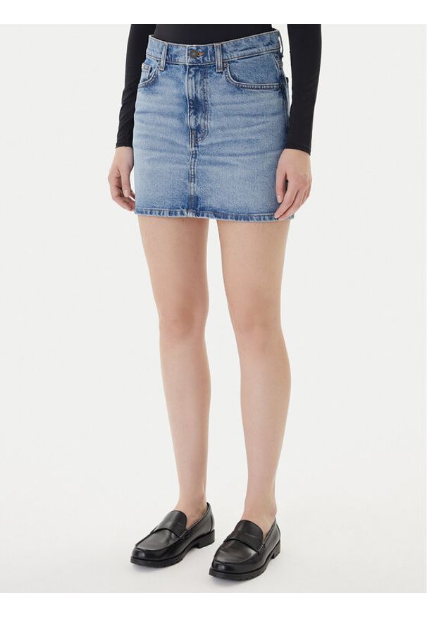 Guess Jeans Spódnica jeansowa W5GD0Q D5M4A Niebieski Regular Fit. Kolor: niebieski. Materiał: bawełna