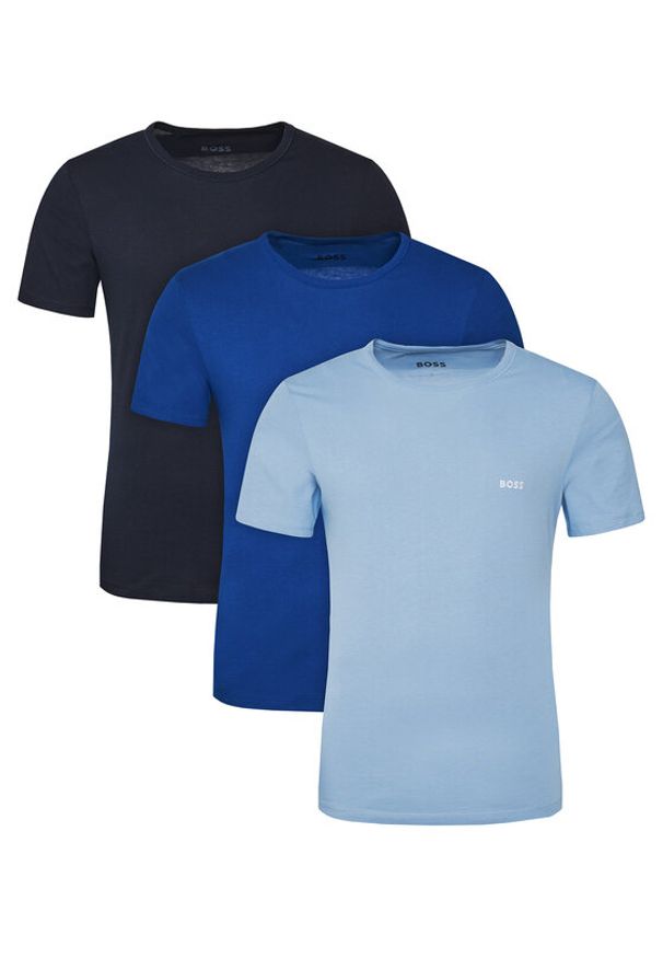 BOSS Komplet t-shirtów TShirtRN 3P Classic 50532468 Niebieski Regular Fit. Kolor: niebieski. Materiał: bawełna