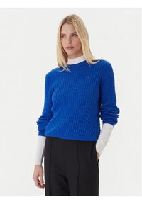 TOMMY HILFIGER - Tommy Hilfiger Sweter Fine WW0WW44993 Niebieski Regular Fit. Kolor: niebieski. Materiał: bawełna