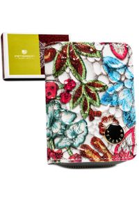 Wielokolorowy portfelik damski ze skóry naturalnej zamykany zatrzaskiem i suwakiem PTN PH33-LFL Peterson. Kolor: wielokolorowy. Materiał: skóra #1