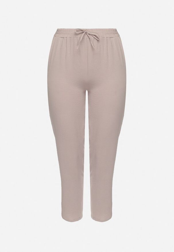 Born2be - Szare Casualowe Spodnie z Elastyczną Gumką w Pasie z Wsuwanymi Kieszeniami Mousesa. Okazja: na co dzień. Kolor: szary. Styl: casual