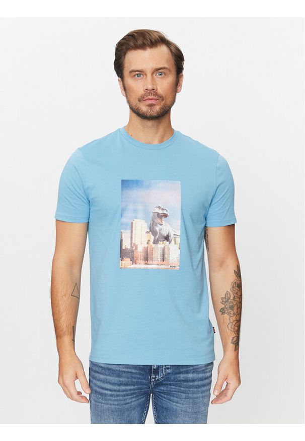 BOSS - Boss T-Shirt Tefragile 50503535 Niebieski Regular Fit. Kolor: niebieski. Materiał: bawełna