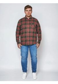 Big-Star - Koszula męska flanelowa w kratę bordowo-khaki Koner 303. Okazja: na co dzień. Typ kołnierza: kołnierzyk klasyczny. Kolor: zielony. Materiał: materiał. Długość rękawa: długi rękaw. Długość: długie. Wzór: haft, aplikacja, kratka. Styl: casual, klasyczny