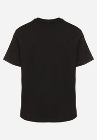 Born2be - Czarna Koszulka T-shirt z Bawełny z Ozdobnym Nadrukiem Savenelle. Kolor: czarny. Materiał: bawełna. Wzór: nadruk. Styl: klasyczny, elegancki