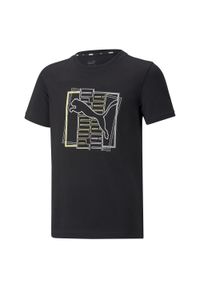 T-shirt z krótkim rękawem dla dzieci Puma ALPHA GRAPHIC. Kolor: czarny. Długość rękawa: krótki rękaw. Długość: krótkie