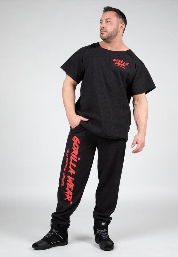 GORILLA WEAR - Augustine Stara szkoła Spodnie - Czarny/Czerwony. Kolor: czerwony, czarny, wielokolorowy. Sport: fitness