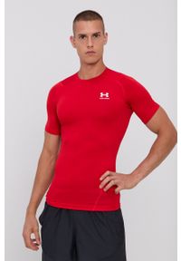 Under Armour t-shirt treningowy 1361518 kolor czerwony 1361518-410. Kolor: czerwony. Materiał: skóra, materiał. Długość rękawa: raglanowy rękaw. Wzór: gładki #3