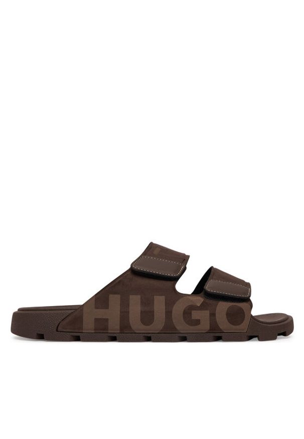 Hugo - HUGO Klapki Evander 50563303 Brązowy. Kolor: brązowy. Materiał: materiał