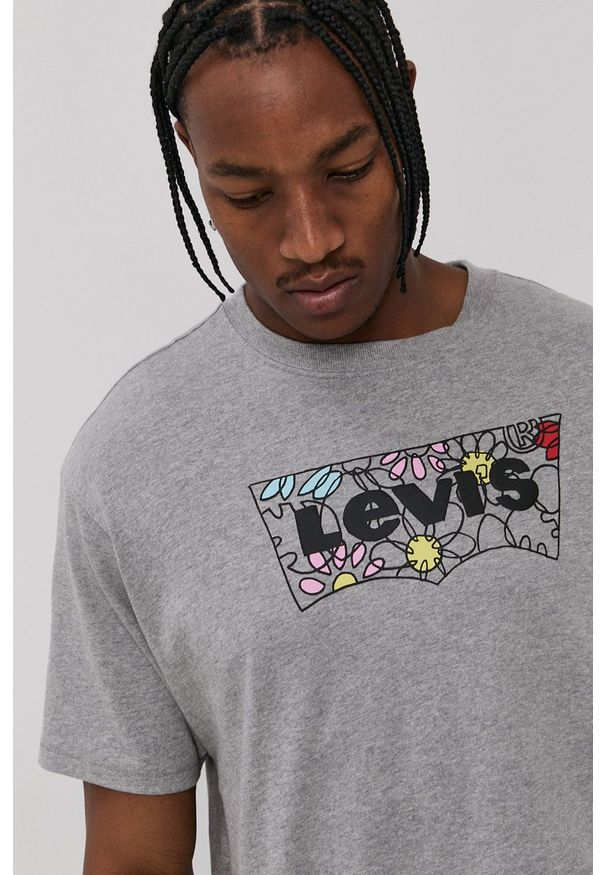 Levi's® - Levi's - T-shirt. Okazja: na co dzień, na spotkanie biznesowe. Kolor: szary. Wzór: nadruk. Styl: biznesowy, casual