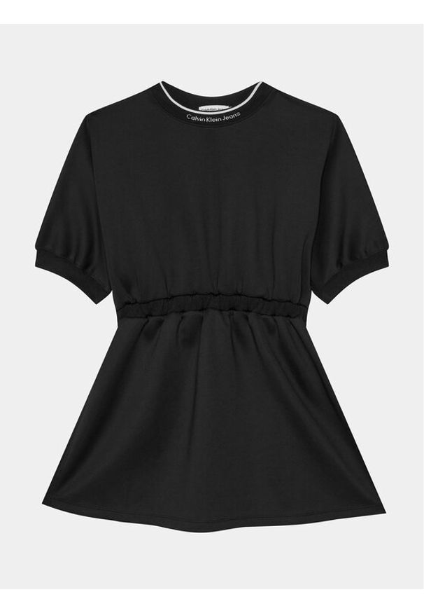 Calvin Klein Jeans Sukienka codzienna Shine Logo IG0IG02318 Czarny Regular Fit. Okazja: na co dzień. Kolor: czarny. Materiał: syntetyk. Typ sukienki: proste. Styl: casual