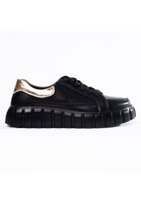 SHELOVET - Sneakersy damskie na platformie Shelovet czarne. Kolor: czarny. Obcas: na platformie
