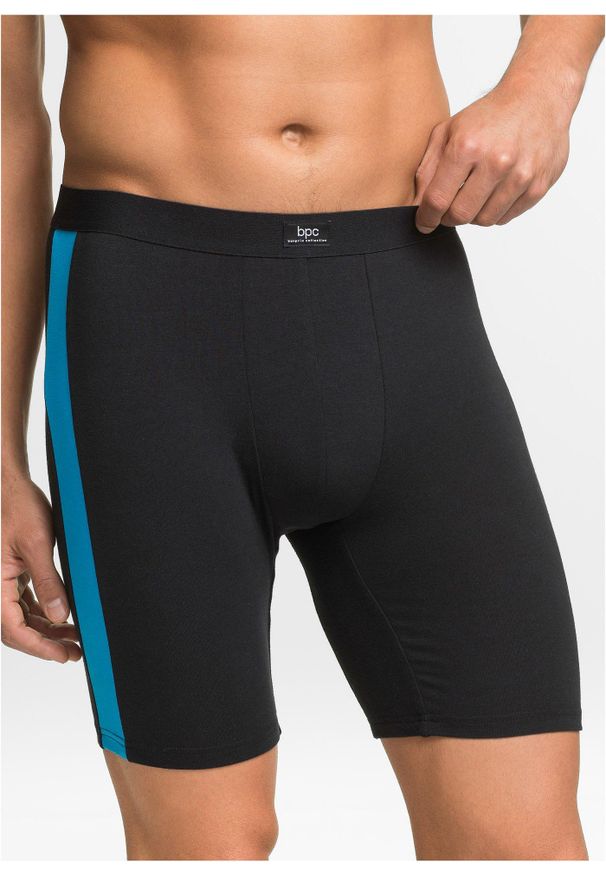 bonprix - Długie bokserki o dopasowanym kroju z bawełną (2 pary). Kolor: czarny. Materiał: bawełna. Długość: długie