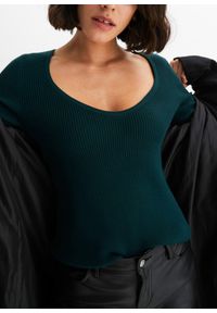 bonprix - Cienki sweter z miękkiej mieszanki wiskozy. Kolor: zielony. Materiał: wiskoza. Styl: elegancki #2