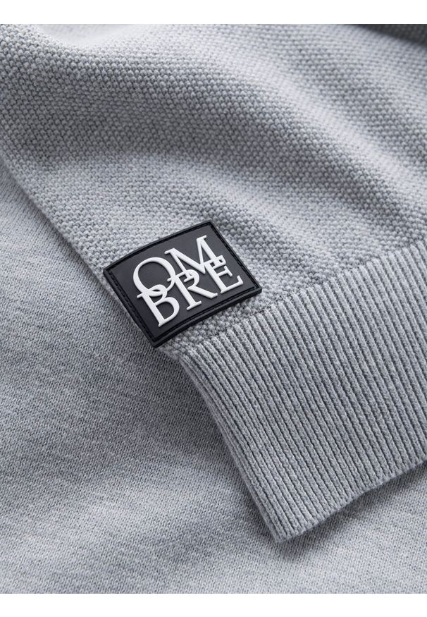 Ombre Clothing - Sweter męski raglanowy z prążkowanymi rękawami – szary melanż V3 - Rozmiar: XXL. Okazja: na co dzień. Kolor: szary. Materiał: prążkowany. Długość rękawa: raglanowy rękaw. Wzór: melanż. Styl: casual