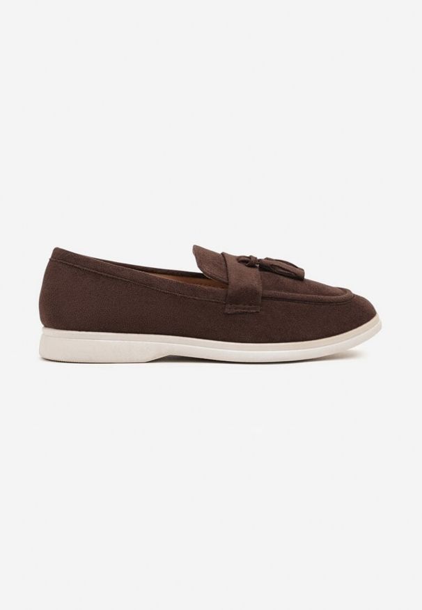 Born2be - Brązowe Mokasyny z Frędzlami z Przodu Melarella. Okazja: na co dzień. Kolor: brązowy. Materiał: jeans. Styl: elegancki, casual