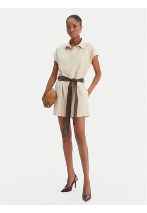 Fracomina Kombinezon FS25SO1001W70901 Beżowy Regular Fit. Kolor: beżowy. Materiał: wiskoza