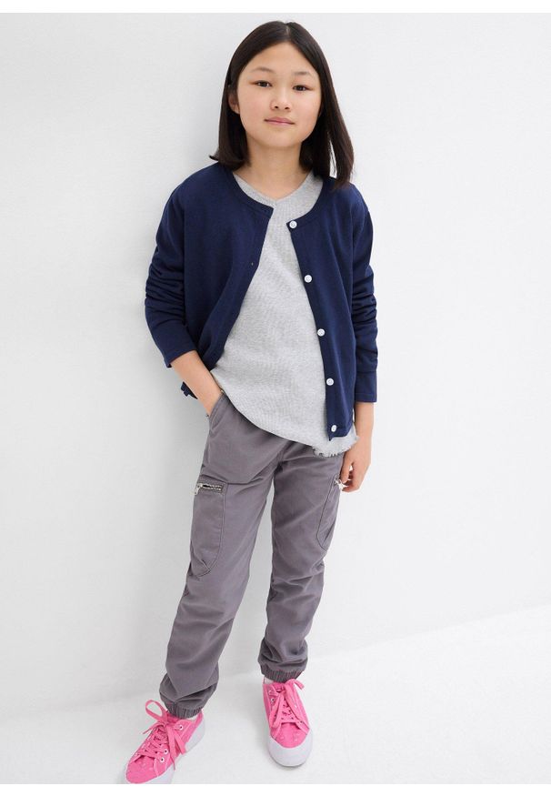 bonprix - Prążkowana bluzka, z bawełną organiczną (2 szt.). Kolor: szary. Materiał: bawełna, prążkowany. Długość rękawa: długi rękaw. Długość: długie. Wzór: prążki. Styl: elegancki