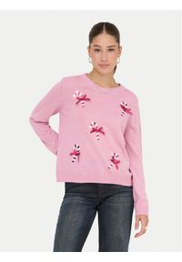 only - ONLY Sweter Xmas Shine 15355004 Różowy Regular Fit. Kolor: różowy. Materiał: syntetyk #1