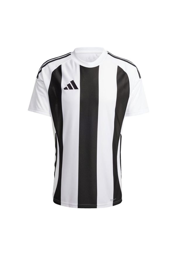Adidas - Koszulka Striped 24. Kolor: biały, wielokolorowy, czarny. Materiał: materiał. Sport: piłka nożna