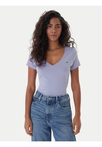 Tommy Jeans T-Shirt DW0DW20458 Niebieski Slim Fit. Kolor: niebieski. Materiał: bawełna #1