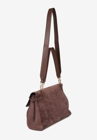 Born2be - Bordowa Elegancka Torebka Listonoszka na Ramię z Imitacji Zamszu Senesse. Kolor: czerwony. Materiał: zamszowe. Styl: elegancki. Rodzaj torebki: na ramię