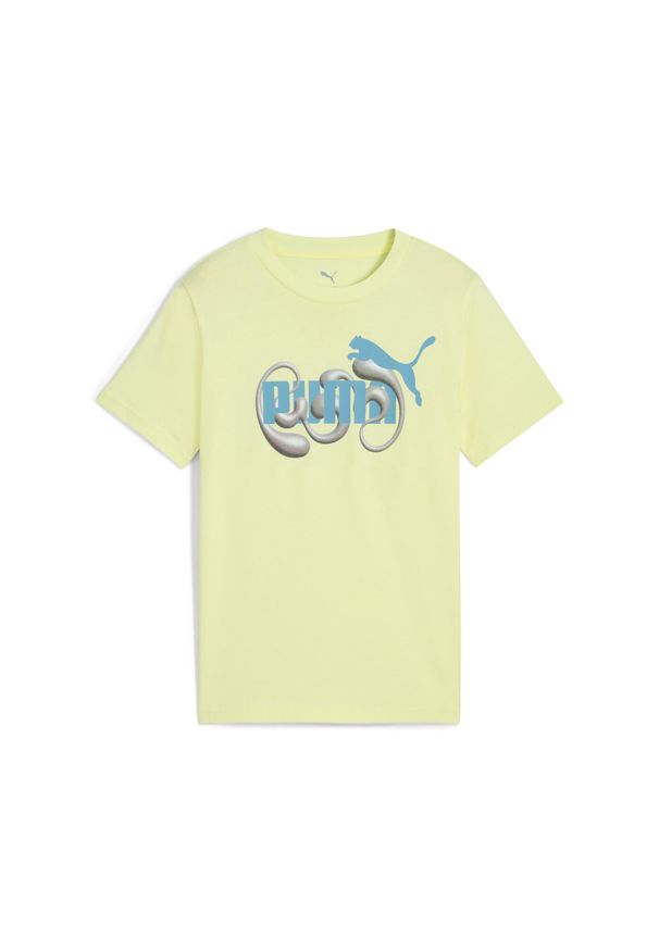 Puma - Młodzieżowa koszulka z grafiką i logo No. 1 PUMA. Kolor: żółty. Sport: joga i pilates