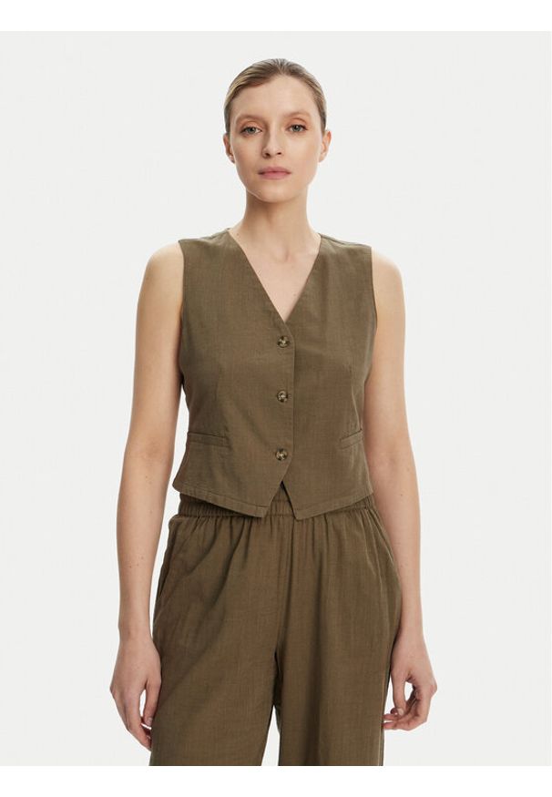 Vero Moda Kamizelka garniturowa Caia 10333795 Zielony Regular Fit. Kolor: zielony. Materiał: bawełna