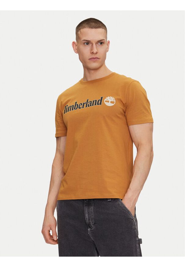 Timberland T-Shirt TB0A5UPQ Beżowy Regular Fit. Kolor: beżowy. Materiał: bawełna