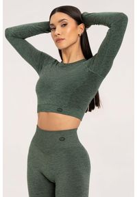 GYM GLAMOUR - Koszulka fitness damska Gym Glamour z długim rękawem seamless. Kolor: zielony. Długość rękawa: długi rękaw. Długość: długie. Styl: glamour
