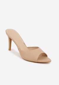 Born2be - Ciemnobeżowe Klapki VICES na Szpilce z Wyciętą Cholewką Twinkle. Okazja: na imprezę, do pracy, na co dzień. Kolor: beżowy. Obcas: na szpilce. Styl: casual, elegancki #6