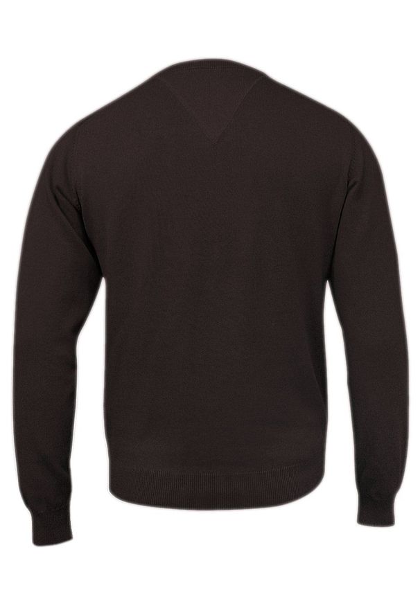Czekoladowy Męski Sweter w Serek (V-neck) - Adriano Guinari - 100% Bawełna, Elegancki. Okazja: na co dzień, na spotkanie biznesowe, do pracy. Typ kołnierza: dekolt w serek. Kolor: wielokolorowy, beżowy, brązowy. Materiał: bawełna. Styl: elegancki