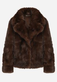 Born2be - Brązowa Kurtka Futerko z Ozdobnym Kołnierzem Talliea. Okazja: na co dzień. Kolor: brązowy. Materiał: futro. Styl: wizytowy, klasyczny, casual, elegancki #5