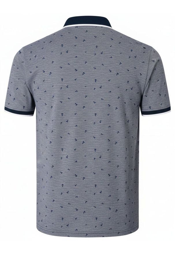 Bawełniana, Męska Koszulka Polo - Pako Jeans - Granatowy Melanż. Okazja: na co dzień. Typ kołnierza: polo. Kolor: niebieski. Materiał: bawełna. Wzór: melanż. Styl: casual