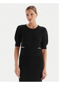 Fracomina Sweter FR25WT7019K55601 Czarny Slim Fit. Kolor: czarny. Materiał: syntetyk