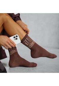Milena - Brązowe skarpetki damskie ciao bella 1193. Kolor: brązowy. Materiał: poliamid, elastan, materiał, bawełna