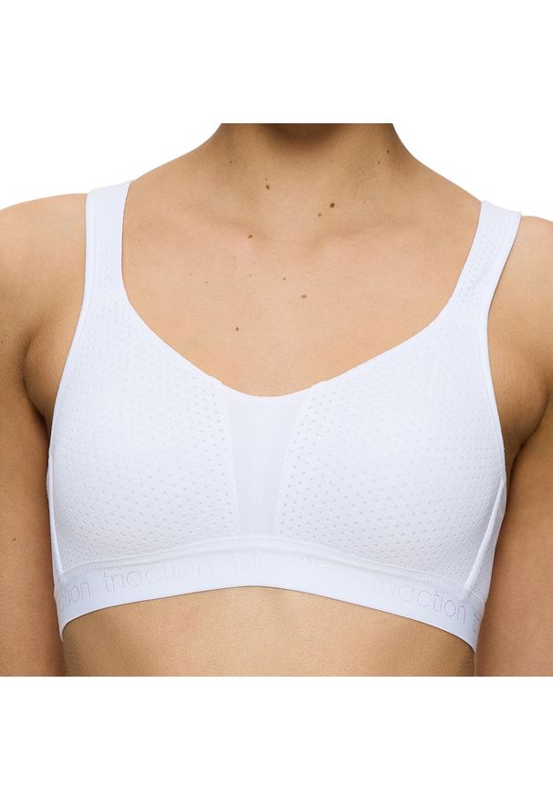TRIACTION - Stanik do biegania Energy Lite z wysoki poziomem podtrzymywania. Kolor: biały. Materiał: poliester, poliamid, elastan. Sport: bieganie