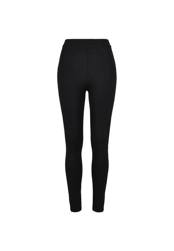 Urban Classics - Legginsy Damskie Z Koronkowym Nadrukiem Flock. Kolor: czarny. Materiał: koronka. Wzór: nadruk. Sport: turystyka piesza