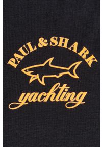 PAUL & SHARK - Paul&Shark bluza męska kolor czarny z kapturem z nadrukiem. Okazja: na co dzień. Typ kołnierza: kaptur. Kolor: czarny. Materiał: włókno. Wzór: nadruk. Styl: casual