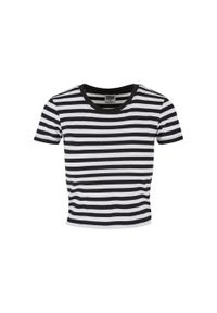 Urban Classics - T-shirt Damski W Paski Krótka. Kolor: biały, wielokolorowy, czarny. Długość: krótkie. Wzór: paski