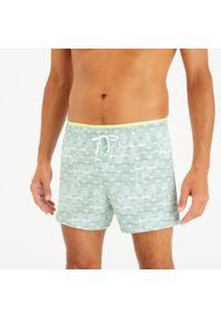Decathlon - Szorty krótkie pływackie męskie Nabaiji 100 Cray. Kolor: żółty, zielony, wielokolorowy. Materiał: poliester, elastan, materiał. Długość: krótkie. Wzór: nadruk #1