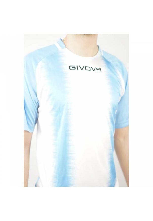 T-shirt Sportowy Givova Stripe dla Mężczyzn - Oddychający Bawełniany Sky-White. Kolor: niebieski, biały, wielokolorowy. Materiał: poliester. Sport: piłka nożna