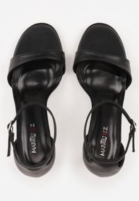 Renee - Czarne Sandały na Szpilce z Wyciętą Cholewką Metiotai. Zapięcie: sprzączka. Kolor: czarny. Wzór: kwiaty. Obcas: na szpilce. Styl: elegancki #6