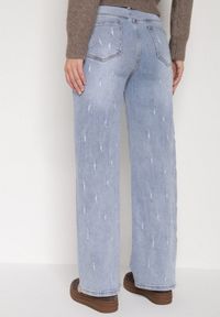 Born2be - Niebieskie Bawełniane Szerokie Jeansy z Wysokim Stanem i Przetarciami Lilinryss. Okazja: na co dzień. Stan: podwyższony. Kolor: niebieski. Styl: casual #8