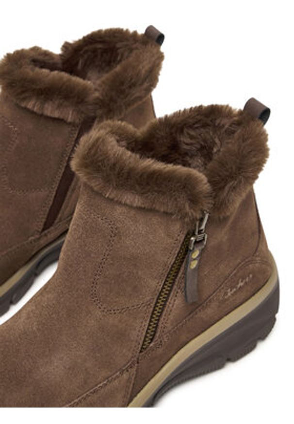skechers - Skechers Botki Easy Going 167862/CHOC Brązowy. Kolor: brązowy. Materiał: zamsz, skóra