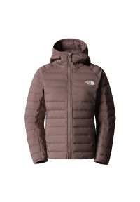 Kurtka The North Face Belleview Stretch Down Hoodie 0A7UK5EFU1 - brązowe. Okazja: na spacer. Kolor: brązowy. Materiał: materiał, poliester, elastan, puch. Sezon: zima. Sport: turystyka piesza