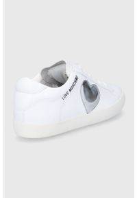 Love Moschino buty skórzane kolor biały. Nosek buta: okrągły. Zapięcie: sznurówki. Kolor: biały. Materiał: skóra
