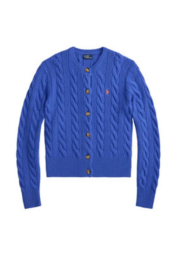 Polo Ralph Lauren Kardigan 211972104012 Niebieski Slim Fit. Typ kołnierza: polo. Kolor: niebieski. Materiał: wełna
